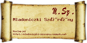 Mladoniczki Szörény névjegykártya